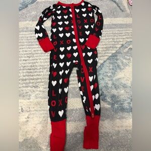 Little Sleepies black and red Valentine’s Day love hearts